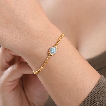 D'Joy AA blaues und wei&szlig;es Zirkon 19cm Armband - 1,23 ct.