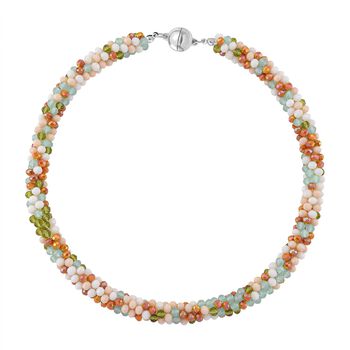 Mehrfarbige Pfirsich Kristall 45cm Halskette