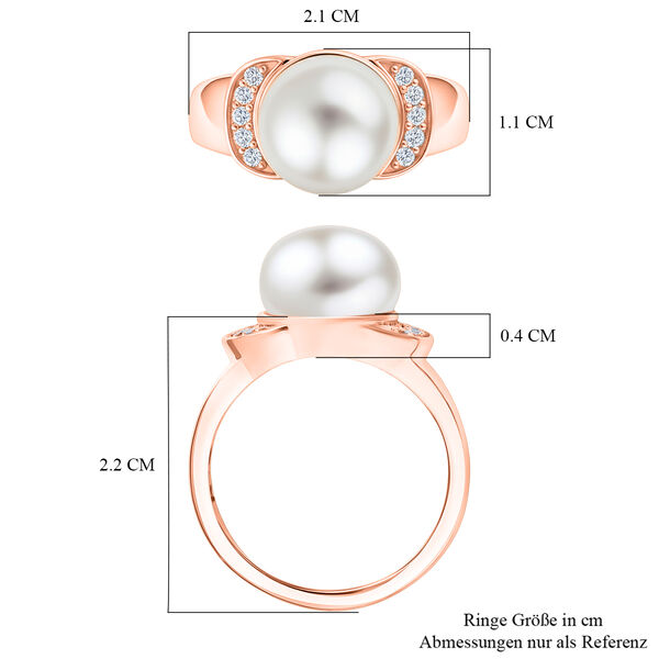 EVER TRUE S&uuml;&szlig;wasser Perle (10.5-11 mm), Wei&szlig;er Zirkon Ring Nickelfreies Messing (Gr&ouml;&szlig;e 19.00), Ros&eacute;farben image number 7
