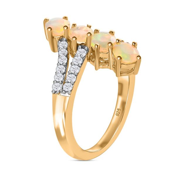 Nat&uuml;rlicher, &auml;thiopischer Welo Opal und Zirkon-Ring, 925 Silber Gelbgold Vermeil, 1,26 ct. image number 5