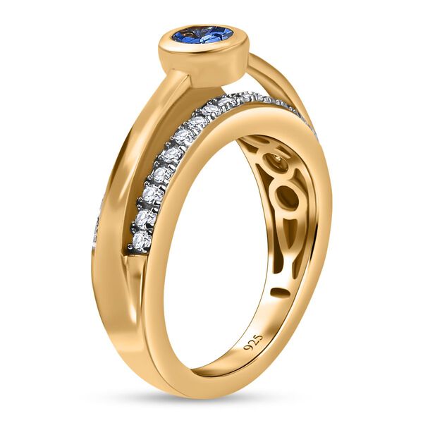 Tansanit und Zirkon Ring 925 Silber vergoldet  ca. 0,96 ct image number 5