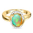 Natürlicher, äthiopischer Opal und Zirkon-Ring, 925 Silber vergoldet  ca. 1,33 ct image number 0