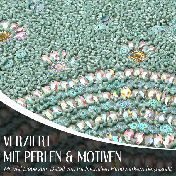 Schmuckbox bestickt mit Perlen und Pailletten, Türkis image number 4