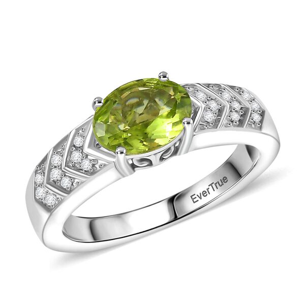 Peridot, Weißer Zirkon Ring Nickelfreies Messing (Größe 19.00) ca. 1,38 ct image number 3