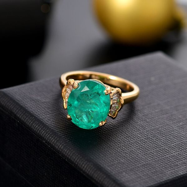 Smaragd Triplett Quarz und Zirkon Ring - 5,74 ct. image number 2