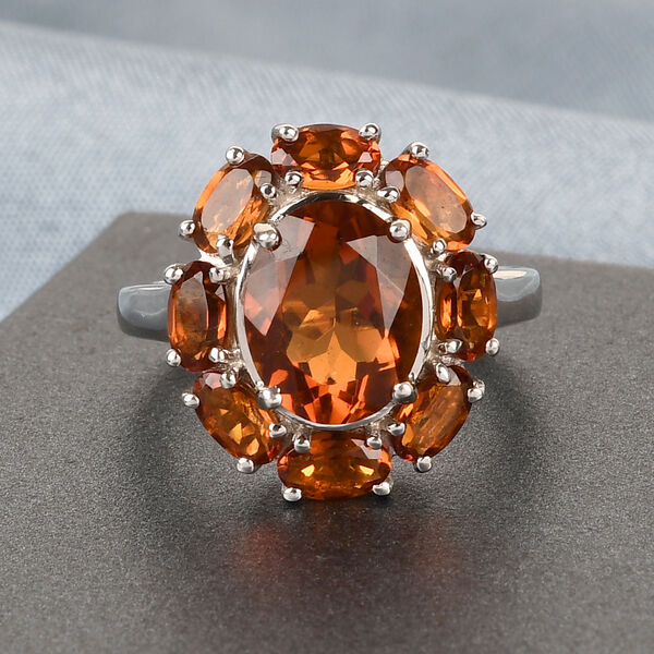 Madira Citrin Ring 925 Silber Platin-Überzug image number 2