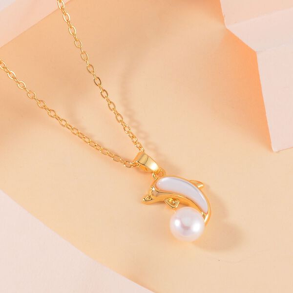 S&uuml;&szlig;wasser Perle, Wei&szlig;es Perlmutt Schmuckset Reines Messing image number 2