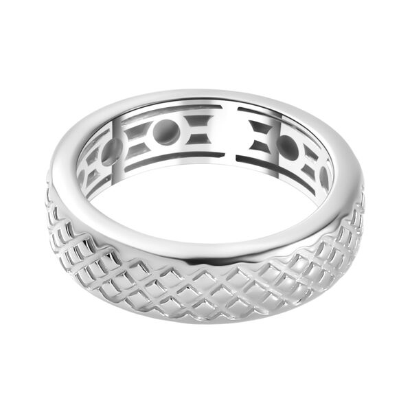 Handgearbeiteter Bandring mit Diamantschliff-Muster, 925 Silber image number 8
