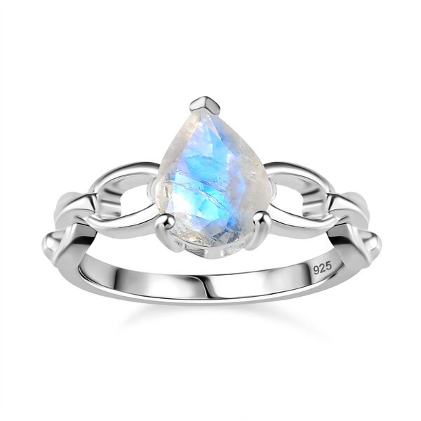 Regenbogen Mondstein Ring 925 Silber (Größe 21.00) ca. 1,59 ct image number 5