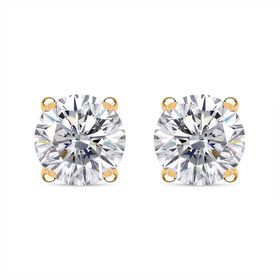 Moissanit Ohrringe, 925 Silber Gelbgold Vermeil - 1,49 ct.