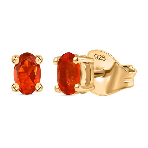 D’joy AAA Mexikanischer Purpurroter Feuer Opal Ohrringe 925 Silber 750 Gelb Vergoldet ca. 0,32 ct. image number 0