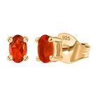 D’joy AAA Mexikanischer Purpurroter Feuer Opal Ohrringe 925 Silber 750 Gelb Vergoldet ca. 0,32 ct.