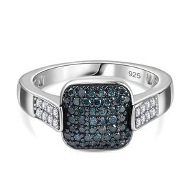 Weißer und blauer Diamant-Ring - 0,48 ct.