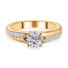 Moissanit Ringe 925 Silber Gelbgold Vermeil (Größe 20.00) ca. 0,98 ct