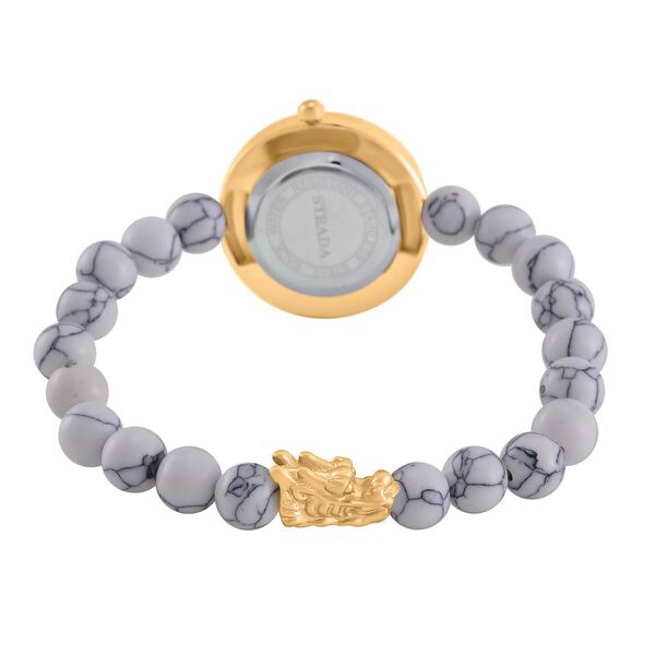 Weißer Howlit Uhren Reiner Edelstahl Bicolor flexibel ca. 50,00 ct. image number 5