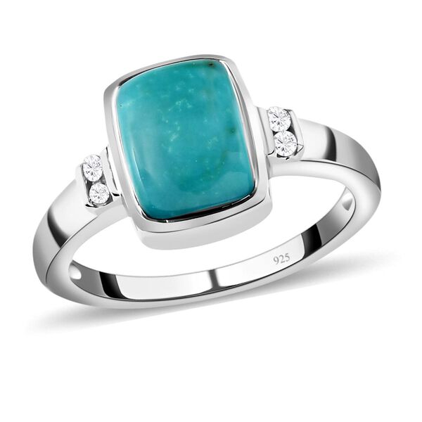 Sierra Nevada T&uuml;rkis und Zirkon Ring, 925 Silber platiniert, 2,20 ct. image number 4