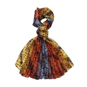 LA MAREY Schal aus 100 % Maulbeerseide, 195×110 cm, orange-weiß