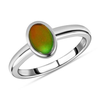 Kanadischer Ammolit-Ring, 925 Silber platiniert, ca. 0,49 ct