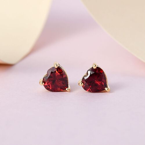Roter Granat Ohrstecker 925 Silber vergoldet ca. 1,86 ct image number 1
