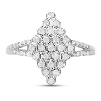 Diamant Cluster Ring 925 Silber platiniert  ca. 0,50 ct