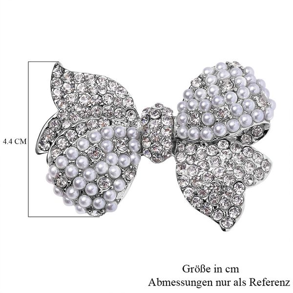 Kunststoff Perle, Weißer Kristall Brosche image number 5