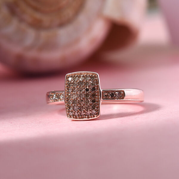 Nat&uuml;rlicher Champagner Cluster Ring 925 Silber Ros&eacute;gold Vermeil image number 2