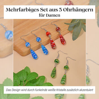 3er-Set- Ohrringe im Murano-Stil