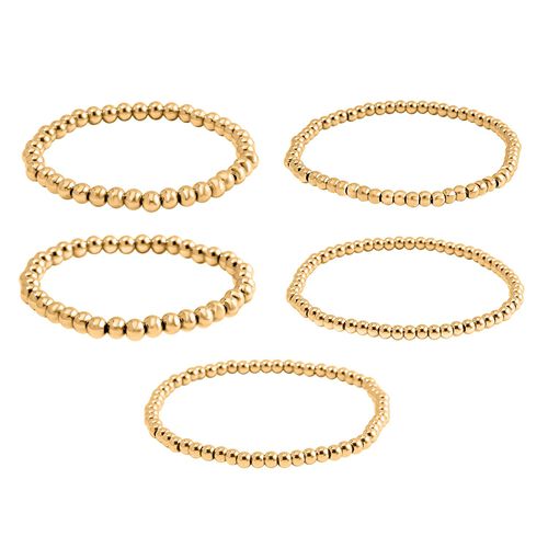 5er-Set – Kugel-Perlen-Armbänder in Goldton image number 0