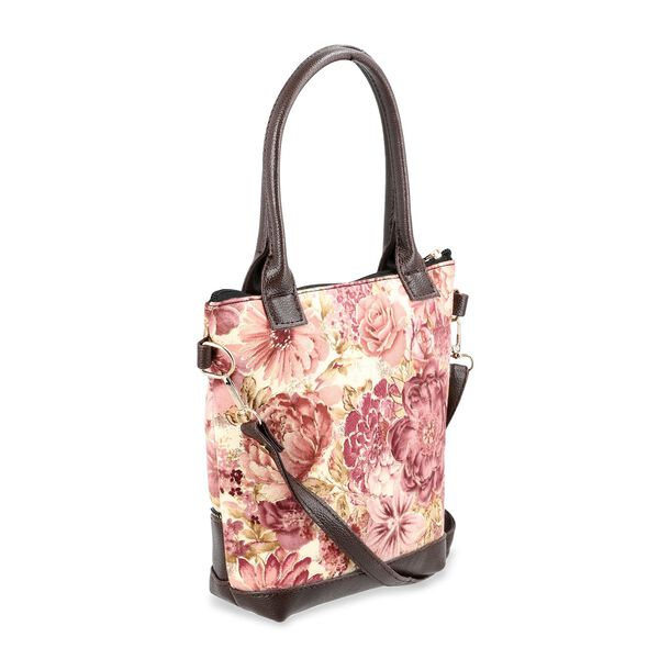 Crossbody Tasche aus Baumwolle, Blockdruck, 25,4x23cm, Pfirsich image number 5