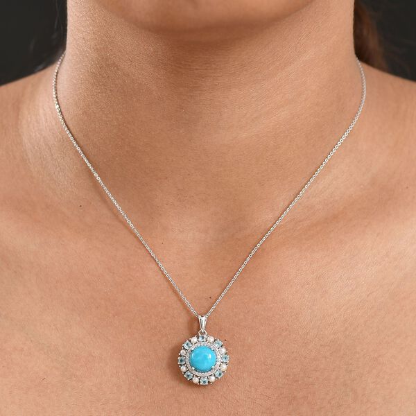 D'Joy AA Sleeping Beauty Türkis, Süßwasserperle, Apatit und Zirkon Anhänger mit 50cm Kette image number 3