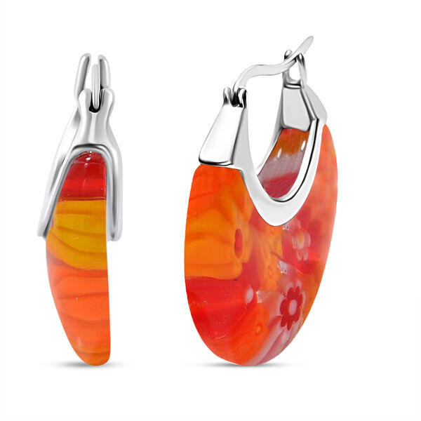 Orange Huggie-Ohrringe im Murano-Stil image number 3