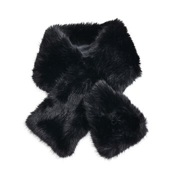 Schal mit Kunstfell in Felloptik, Einheitsgr&ouml;&szlig;e, Schwarz