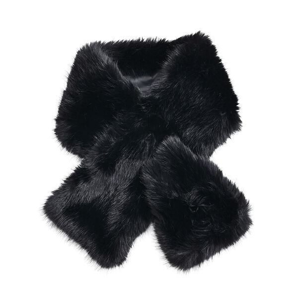 Schal mit Kunstfell in Felloptik, Einheitsgr&ouml;&szlig;e, Schwarz image number 0