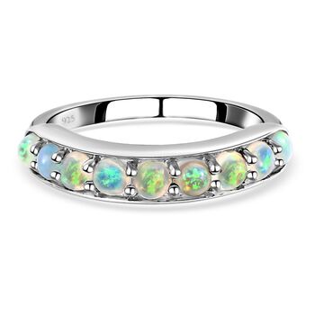 Nat&uuml;rlicher, &auml;thiopischer Opal Ring, 925 Silber platiniert (Gr&ouml;&szlig;e 16.00) ca. 0.87 ct