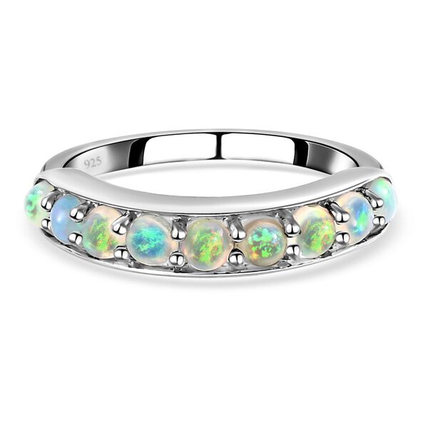 Nat&uuml;rlicher, &auml;thiopischer Opal Ring, 925 Silber platiniert (Gr&ouml;&szlig;e 16.00) ca. 0.87 ct