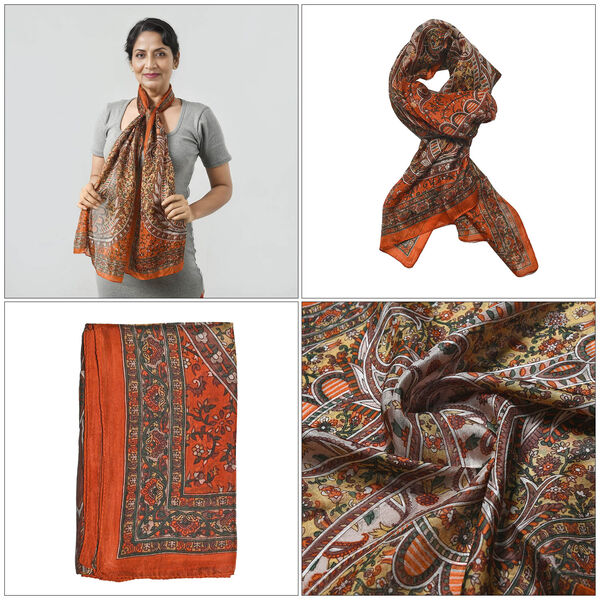 Eleganter Schal aus 100% Seide, Orange image number 5