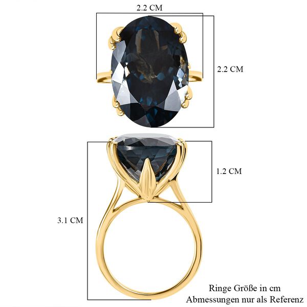 AAA London Blau Topas Ring 925 Silber Gelbgold Vermeil (Gr&ouml;&szlig;e 17.00) ca. 22.63 ct image number 7