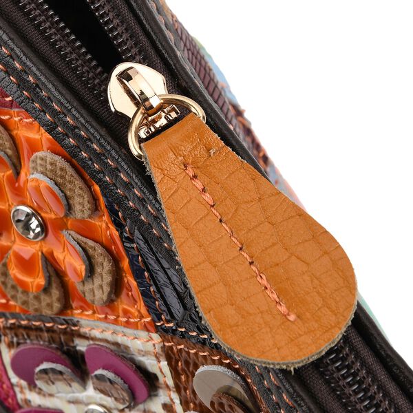 CHAOS BY ELSIE Leder Crossbody Tasche mit RFID Schutz und Rei&szlig;verschlussf&auml;chern 25.5 x 10 x 22 cm Multicolor Blumenmuster image number 6