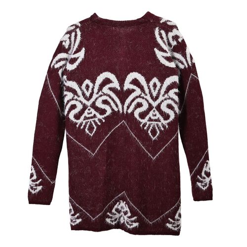Kuscheliger Winter-Cardigan mit 2 Taschen, Einheitsgröße, burgunderrot image number 1