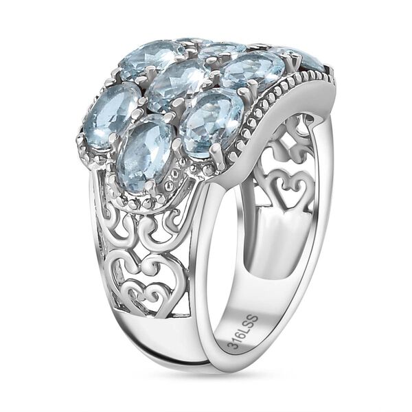 Himmelblauer Topas Ring Edelstahl (Gr&ouml;&szlig;e 17.00) ca. 5,49 ct image number 3