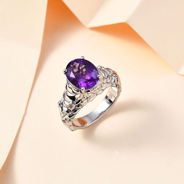 Afrikanischer Amethyst, Wei&szlig;er Zirkon Ring Messing (Gr&ouml;&szlig;e 19.00) ca. 2,84 ct image number 1