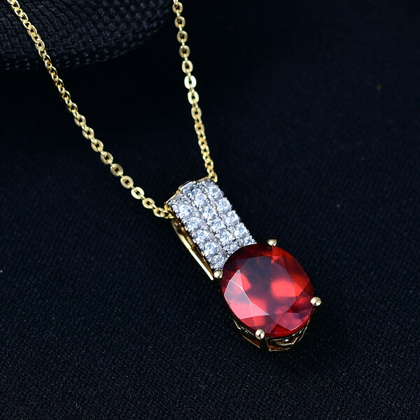 D'Joy AAA Hessonit Granat und Zirkon Anh&auml;nger mit 50cm Kette - 4,13 ct. image number 2