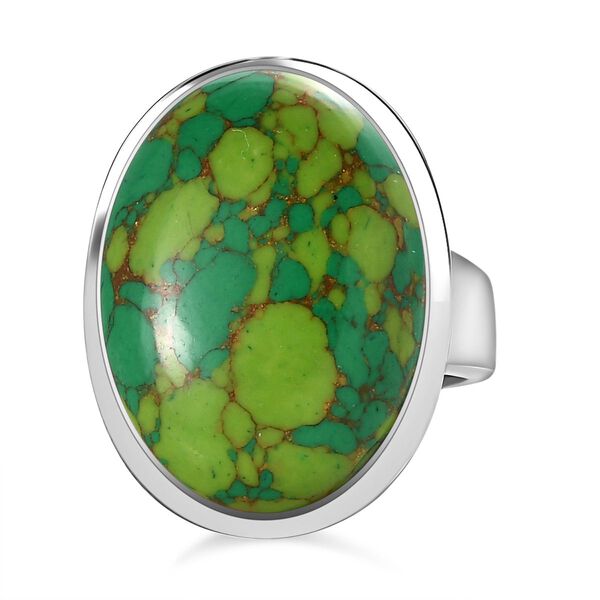 Gr&uuml;nes T&uuml;rkis Ring, Edelstahl, (Gr&ouml;&szlig;e 21.00), ca. 16.17 ct image number 0