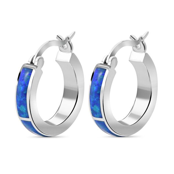 Simulierte blaue Opal Creolen image number 3