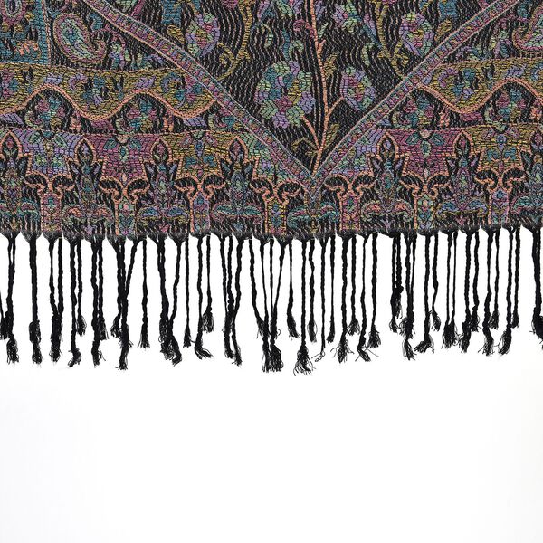 Schal mit Quasten und Paisleymuster, 70x180 cm, Schwarz image number 3