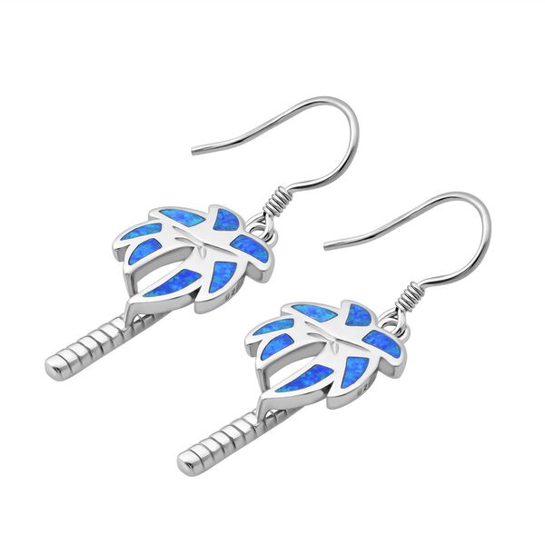 Simulierte blaue Opal-Palmbaum-Ohrringe image number 3