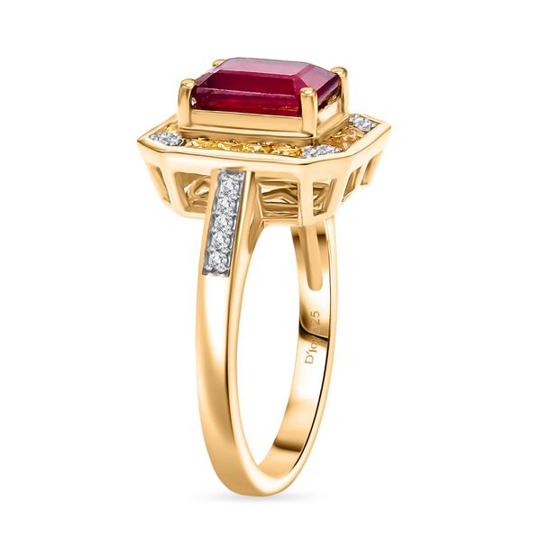 D'Joy AA Afrikanischer Rubin (Fissure gef&uuml;llt), Gelber Saphir Ring 925 Silber 750 Gelbgold Vermeil (Gr&ouml;&szlig;e 17.00) ca. 3,17 ct image number 5
