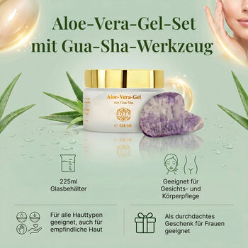 SQIN Botanicals - Aloe Vera Gel Set mit Amethyst Gua Sha, 225ml