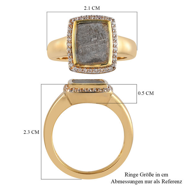Meteorit und Zirkon Ring 925 Silber vergoldet  ca. 4,81 ct image number 7