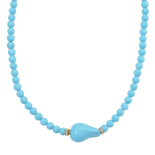 3er Set Muschelkernperlen-Schmuckstücke in Sleeping Beauty-Farbe, bestehend aus Armband (ca. 19 cm) und zwei Halsketten (ca. 40 cm und 50 cm), gelb vergoldet image number 5